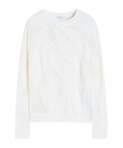 Max Mara Embroidered Cotton Sweater In White