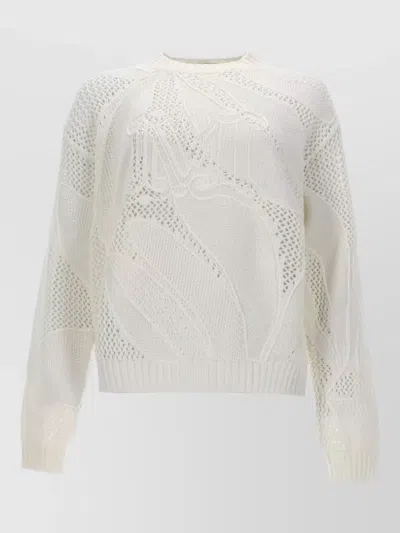 Max Mara Open-knit Cotton Sweater In White
