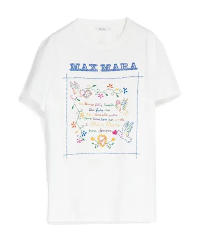 Max Mara Graphic Embroidered Crew Neck T-shirt In White