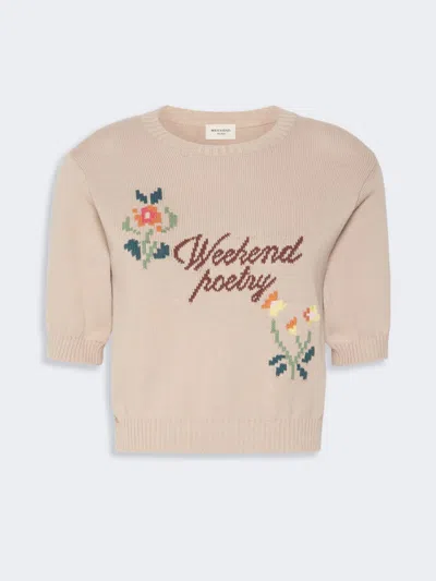 Max Mara Embroidered Cotton Yarn Sweater In Neutral