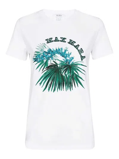 Max Mara Embroidered-floral Cotton T-shirt In White
