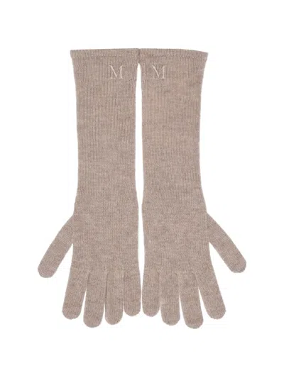 Max Mara Embroidered Gloves In Gray