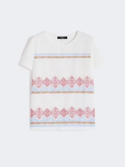 Max Mara Embroidered Linen And Stretch Cotton Jersey T-shirt In White