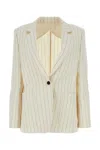 Max Mara Single-breasted Pinstriped Blazer In Bianconero