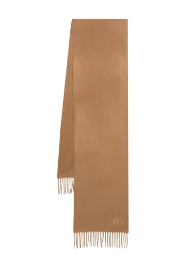 Max Mara Monogram-embroidered Cashmere Stoles Accessories In Brown