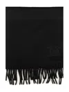 Max Mara Embroidered-logo Fringe Scarf In Black