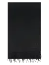 Max Mara Embroidered-logo Fringe Scarf In Black