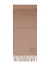 Max Mara Embroidered-logo Fringed Scarf In Neutral