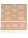 Max Mara Embroidered Logo Pattern Scarf In Neutrals
