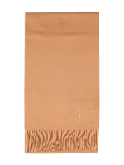 Max Mara Embroidered-logo Scarf In Brown