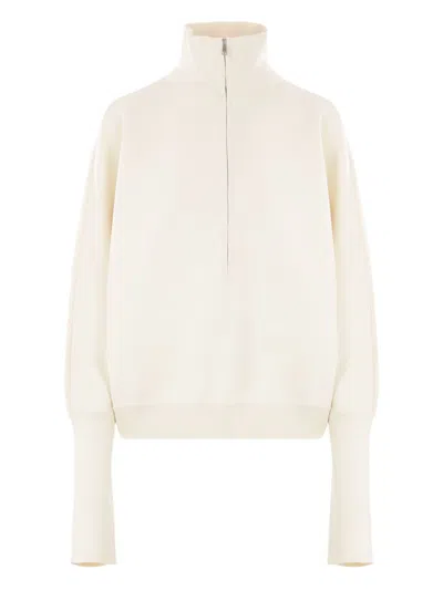 Max Mara Embroidered-logo Sweatshirt In Neutral