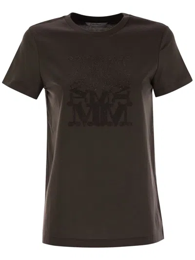 Max Mara Embroidered Logo T-shirt With Rhinestone