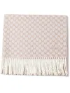 MAX MARA EMBROIDERED-MONOGRAM WOOL SCARF