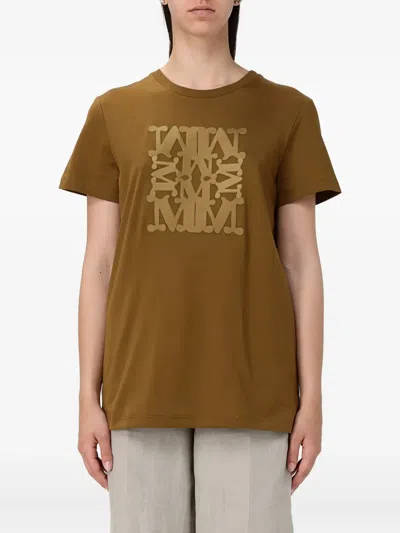 Max Mara Embroidered-motif T-shirt In Brown