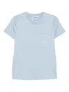 Max Mara Light Blue Logo Cotton T-shirt In Blue
