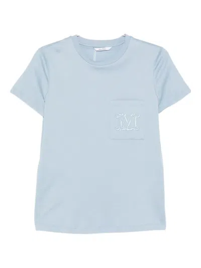 Max Mara Embroidered Pocket T-shirt In Blue