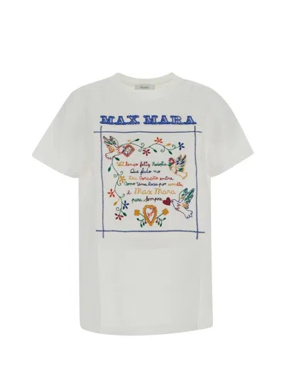 Max Mara Graphic Embroidered Crew Neck T-shirt In White
