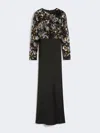 Max Mara Embroidered Tulle And Enver Satin Dress In Black