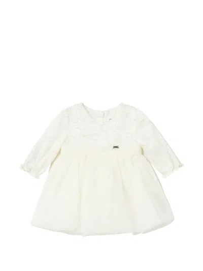 Max Mara Babies' Embroidered Tulle Dress In White