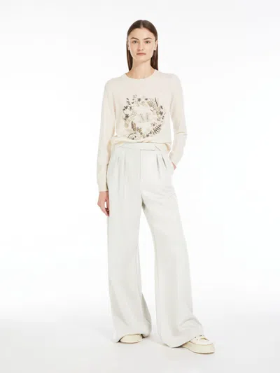 Max Mara Embroidered Wool And Cashmere Jumper In White