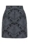 Max Mara Embroidered Wool Blend Mini Skirt In Acqua Nero