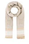 Max Mara Wool Blend Scarf With Embroidered Fringe Detail
