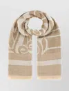 Max Mara Embroidered Wool Blend Scarf In Brown