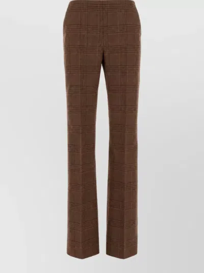 Max Mara Embroidered Wool Flared Trousers In Brown
