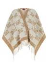 MAX MARA EMBROIDERED WOOL FRINESTD CAPE