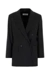 Max Mara Mattia Pinstriped Wool Blazer In Black