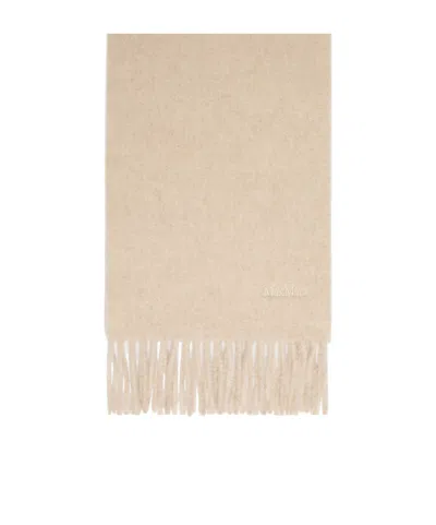 Max Mara Embroidered Wool Scarf In Neutral