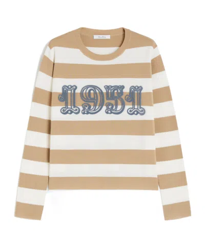 Max Mara Embroidered Wool Sweater In Brown