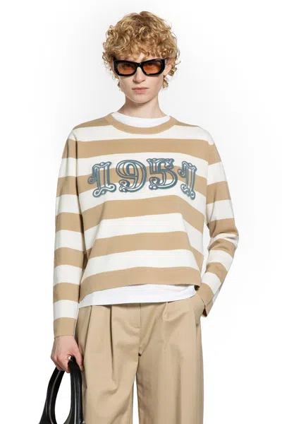 Max Mara Embroidered Wool Viterbo Sweater In Brown