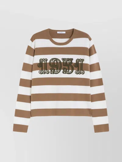 MAX MARA EMBROIDERED WOOL SWEATER STRIPED PATTERN