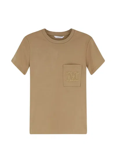 MAX MARA EMBROIDERED-LOGO PATCH-POCKET T-SHIRT