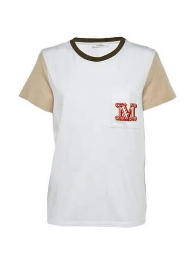 Pre-owned Max Mara Embroidered-logo T-shirt In White
