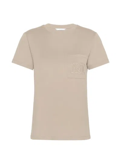 MAX MARA EMBROIDERED-MONOGRAM POCKET T-SHIRT