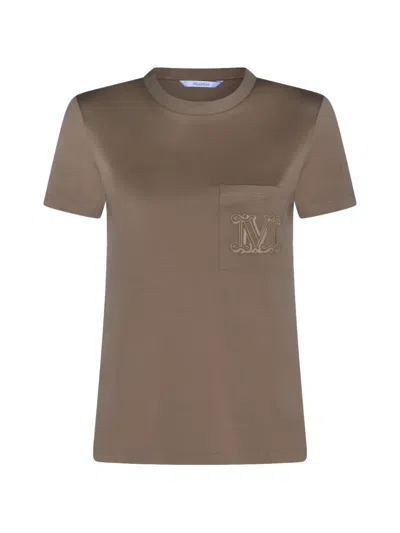Max Mara Embroidered-pocket T-shirt In Brown