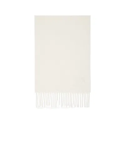 Max Mara Embroidery Cashmere Scarf In White