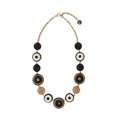 Max Mara Embroidery Detail Necklace In Black