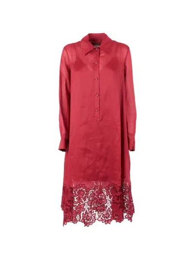 Max Mara Embroidery Shirt Dress In Red