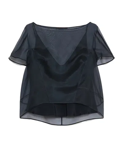 Max Mara Emela Sheer Silk Top In Black