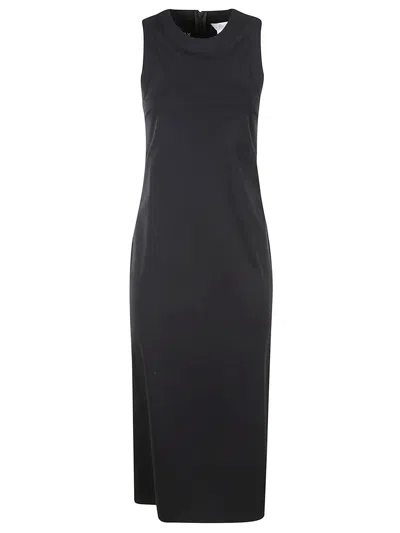 Max Mara Emilia Crewneck Sleeveless Dress In Nero