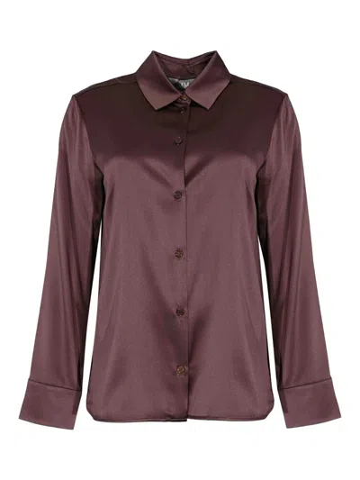 Max Mara Emir Silk Satin Shirt In Red