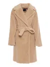 Max Mara Womens Camel Rialto Wrap-over Camel Hair Coat
