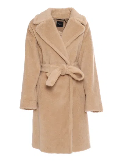 Max Mara Womens Camel Rialto Wrap-over Camel Hair Coat