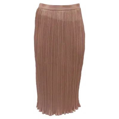 Max Mara Emmy Pleated Midi Skirt In Beige Polyester In Brown
