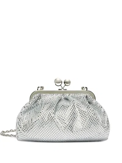 Max Mara Emy Embellished Clutch Bag In Silver