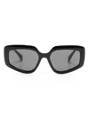 Max Mara Engraved-logo Square-frame Sunglasses In Black