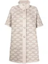 Max Mara Enica Reversible Monogram-pattern Coat In Neutrals